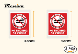 Picniva 2Pack 5&quot; No Smoking or Vaping 2 Uber Lyft Taxi Notice/Warning/Reminder  - £7.85 GBP