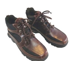 Rockport Elmbridge Mens Size 8.5M Brown Black Leather and Textile Lace-Up Boots - £13.83 GBP