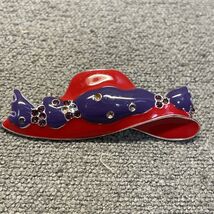 Vintage Red Hat Society Enamel Pin Brooch KG Estate Find Fashion Jewelry - $7.91