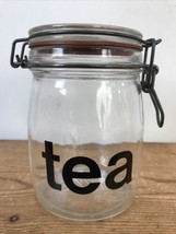 Vtg 70s 80s Mod Clear Glass Kitchen Tea Jar Canister Container 3/4 Liter 5.75&quot; - £23.88 GBP