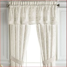 Croscill Astrid Double Layered Straight Floral Velvet Damask Valance Ivory 2avai - $28.75