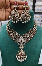 VeroniQ Trends-Bollywood Style High Quality Victorian Polki Kundan Necklace Set - £339.72 GBP