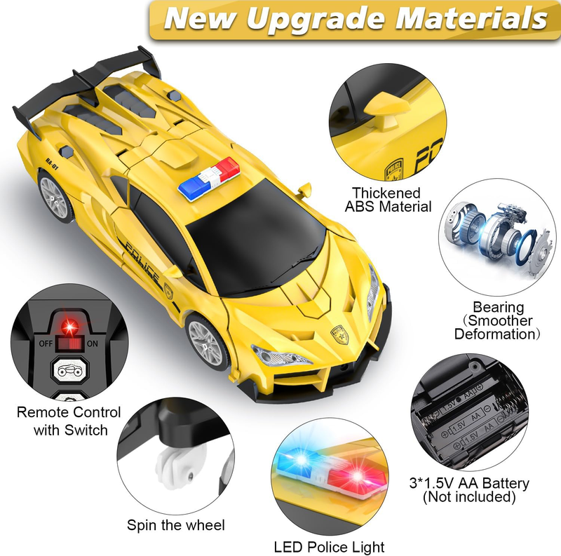 Remote Control Car, Transform Robot RC Cars, 2.4Ghz Transforming Police Car Toy  Item image 5