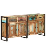  Sideboard Mixed Color Solid Reclaimed Wood and Powder-Coated Steel - $13,542.41 MXN