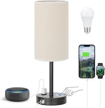 Touch Table Lamp Cream 3-Way Dimmable USB A+C AC Outlet 17.4 Inch Lamp - $31.13