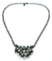 1937 By Madewell J Crew Clear Rhinestone Black Metal Statement Cluster N... - $29.39