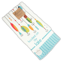 Kitchen Towel Fishing Theme Hooked on the Lake New with Tags 16 X 28 - $5.89