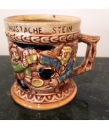 Vintage Mustache Stein Mug Cup Men Drinking Deer Forest Made in Japan Co... - €16,22 EUR