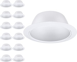 Torchstar 12-Pack 6 Inch Recessed Can Light Trim, Full Metal With Ring,, White - £52.26 GBP