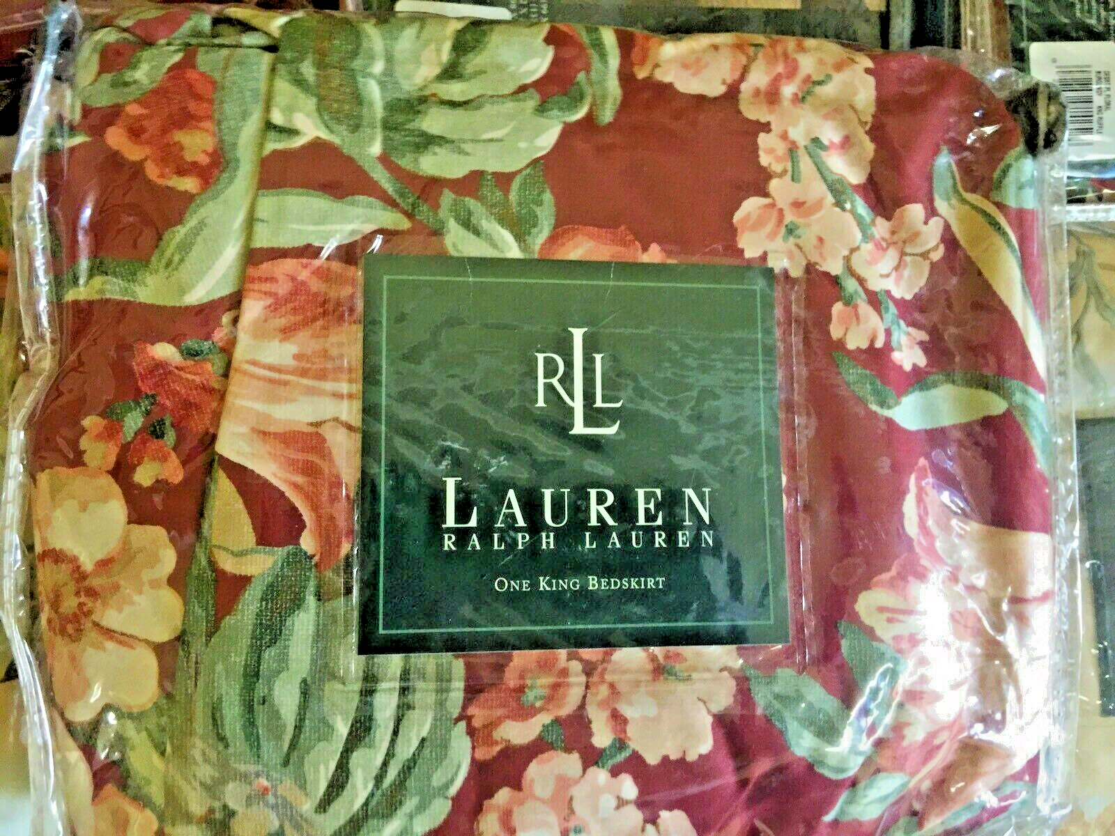 Primary image for New Vintage Ralph Lauren Desert Plains Floral King Bed skirt 100% Sateen Cotton