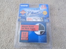Brother P-Touch Electronic Labeling Tape Black Print on Red 3/4&quot; Wide - £7.89 GBP