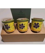Partylite Flower Pot Trio Candle African Violets NIB P9270  Purple Flowers - $23.36