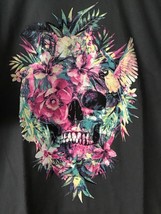 Teefury Skull Xlarge Tropical Skull Shirt Charcoal - £11.99 GBP