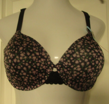 Maidenform T-Shirt Bra Size 38C Style DM7549 Black floral print - £12.42 GBP