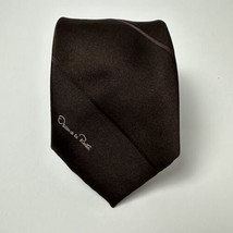 Vintage Oscar De La Renta Brown Monochrome Striped Neck Tie Neutral Minimalist - £29.89 GBP