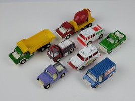 Vintage Lot of 8 Tootsie Toy Trucks-Heavy Equipment-Van-Emergncy Vehic-S... - $34.05