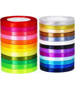 25 Rolls 625 Yards 25 Rainbow Colors Fabric Ribbons Bulk Silk Satin Ribb... - £12.12 GBP