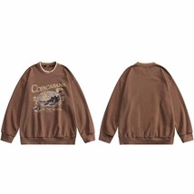 2022 Men Hip Hop Streetwear Sweatshirt Harajuku Pullover Letter Ship Printed Swe - £101.34 GBP