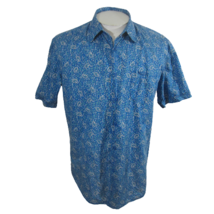 Cubavera Men shirt short sleeve pit to pit 23 paisley blue Large cotton casual - £13.91 GBP