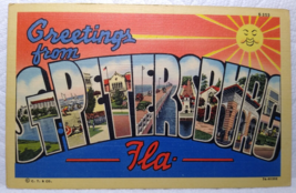 Greetings From St Petersburg Florida Large Letter Linen Postcard Curt Teich - £14.94 GBP