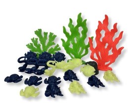 Ocean Sea Marine Animal Coral Plastic Toy 27 Pc. Eel Anglerfish Octopus Turtle - £11.28 GBP