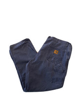 Carhartt Navy Gray Carpenter Pants Mens 46x32 Pockets Workwear Durable - £22.01 GBP