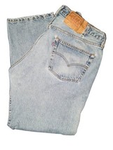 Vintage 501 Jeans Distressed 90s Levis Button Fly Mens USA 40X30 Actual ... - £47.58 GBP