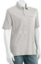 Mens Polo Shirt Chaps Gray Short Sleeve Pique Side Vented 2 Button Placket-sz M - £11.63 GBP