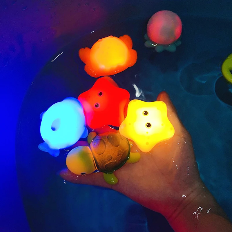 Play Baby Cute Animals Bath Toy Swimming Water LED Light Up Play Soft Rubber Flo - £24.84 GBP