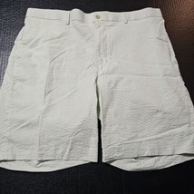 Louis Raphael Rosso Seersucker Cotton Shorts Striped Light Green Mens Size 38&quot; - £9.10 GBP