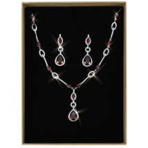 3w1423 - Brass Jewelry Sets Rhodium Women Synthetic Garnet - 16.5&quot; - $85.99