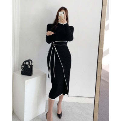 Lace-Up Knitted Mid-Length Sweater Dress Item image 7