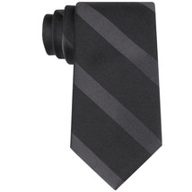 Calvin Klein Gray Black Midnight Twill Satin Stripe Silk Slim Tie - £18.68 GBP