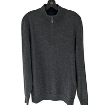 CLUB ROOM Wool 1/4 Zip Pullover Knitted Sweater Gray Long Sleeve Size Med - $24.74
