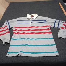 Vintage Steeplechase Golf Rugby Polo Shirt Adult XL Gray Striped Long Sl... - £14.76 GBP