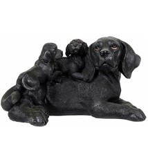 Black Labrador Retriever Mom and Puppy Dog Lawn &amp; Garden Indoor Outdoor Statue - £11.79 GBP
