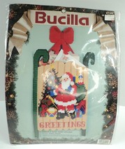 1991 Bucilla Christmas Plastic Canvas - Santa&#39;s Sled Card Holder 61153 - New - £4.66 GBP