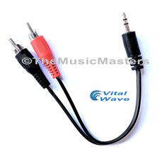 6 inch 3.5MM (1/8&quot;) Stereo Male to Dual RCA Plugs Premium Audio Cable Wi... - £5.69 GBP