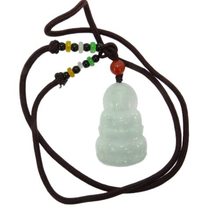 1.8&quot; China Nature Certified Grade A Jadeite Jade Oil Green Blessing Guanyin Neck - £61.63 GBP