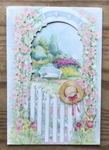 Vintage Olympicard White Pocket Fence Garden Gate Straw Hat Get Well Card - £5.20 GBP