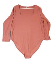 Old Navy 3X Ribbed Long Sleeve Square Neck Pink Bodysuit Full Coverage N... - $13.37