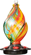 Ice Cream Shaped Spiral Hummingbird Feeder for Outdoors Hanging, Hand Blown Glas - £42.46 GBP