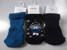 Hanna Andersson Baby Socks 3 Pack Polar Bear Navy NWT 0-6 Months Shoe Size 1/2 - £10.32 GBP