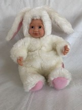 2 Anne Geddes 8” White Bunny & Tan Bear Plush Beanbag Baby Dolls Vintage 1998 - $19.99