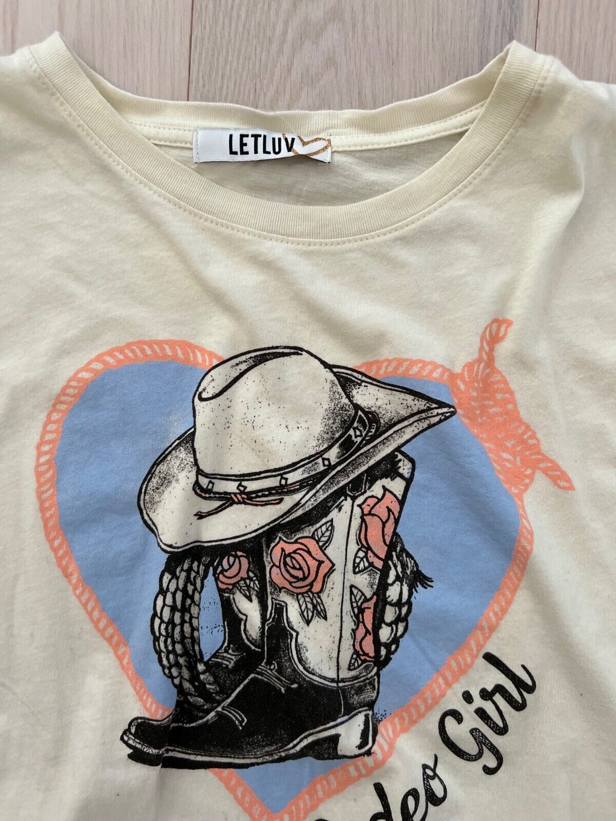 Letluv for Anthropologie Rodeo Girl Hat Boots Tee Off White ( XS ) Item image 2
