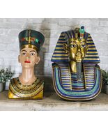 Large Egyptian Pharaoh King Tut And Queen Nefertiti Bust Statue Set Of 2... - $5,952.19 MXN