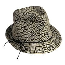 Target Fedora Womens One Size Beige Black Woven 100% Paper Bow Summer Casual - £22.06 GBP
