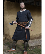 Medieval Tunic Dark Blue – Long Sleeve with Trim | Canvas Cotton LARP Garb - €51,27 EUR