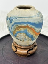 Vintage Nemadji Southwest American Pottery Small Vase Colorful Swirl USA  3” - $23.99