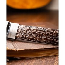 Massimo Genuine Exotic Caiman Flank Belt Brown image 5